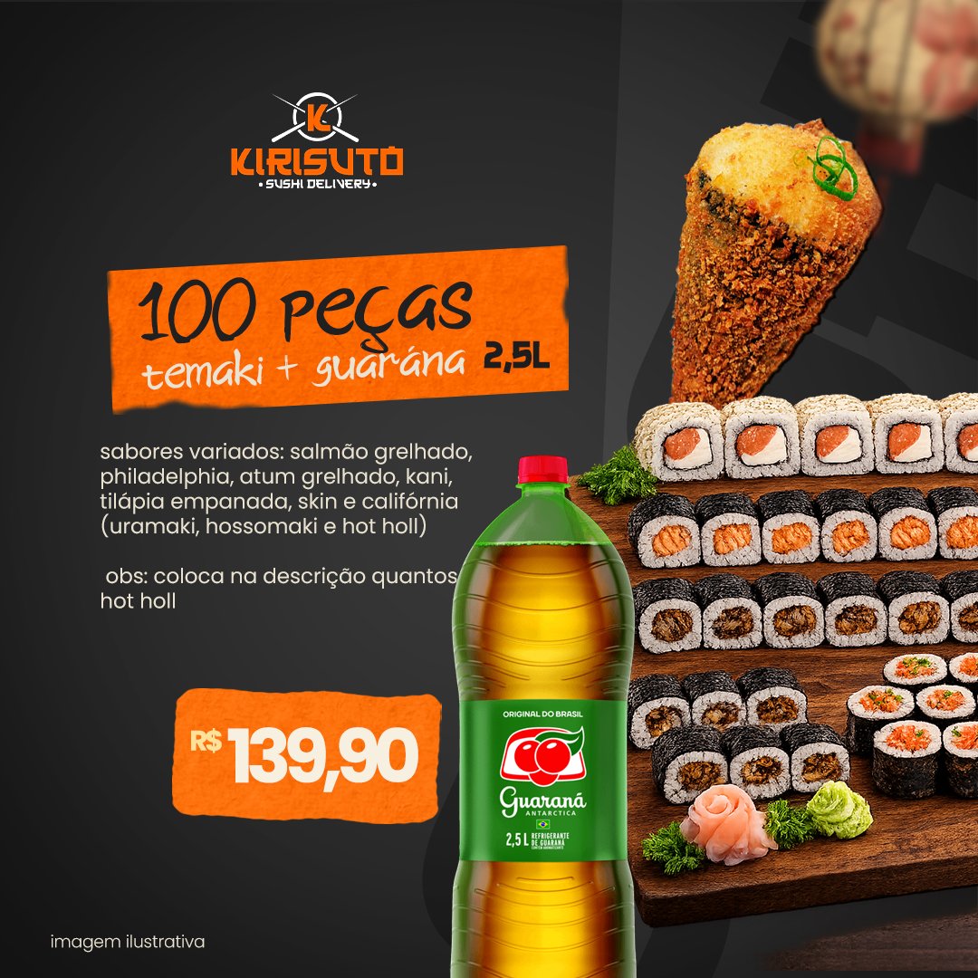 100 Peças sortidas + Temaki